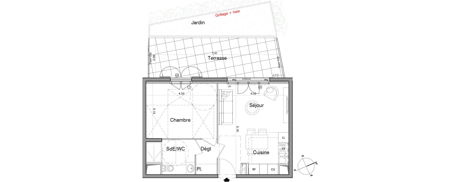 Appartement T2 de 40,00 m2 &agrave; Franconville Montfrais eboulures