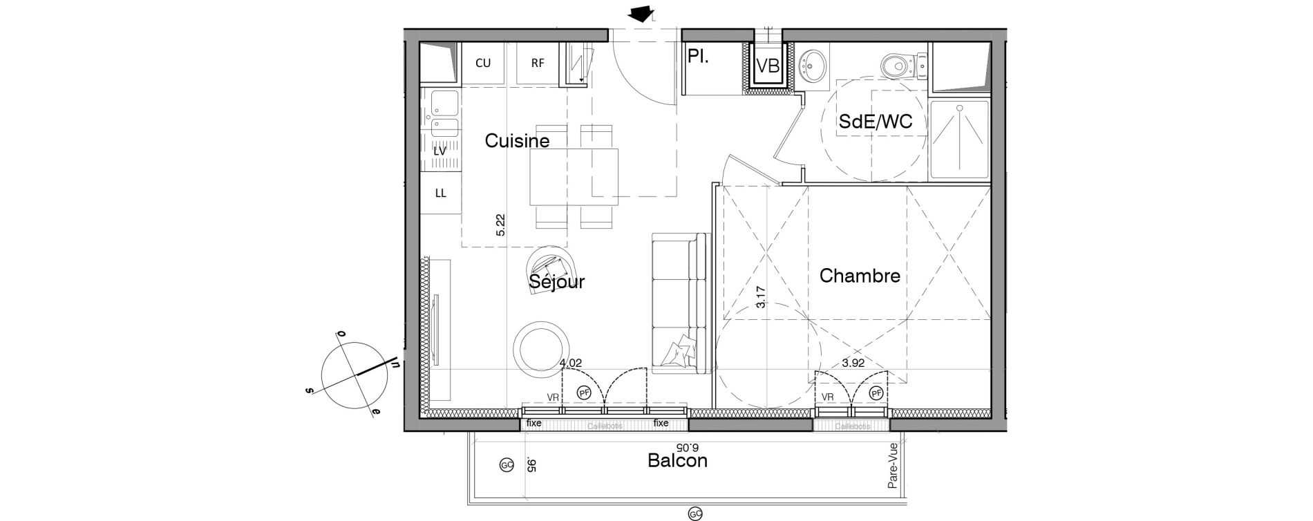 Appartement T2 de 39,70 m2 &agrave; Franconville Montfrais eboulures