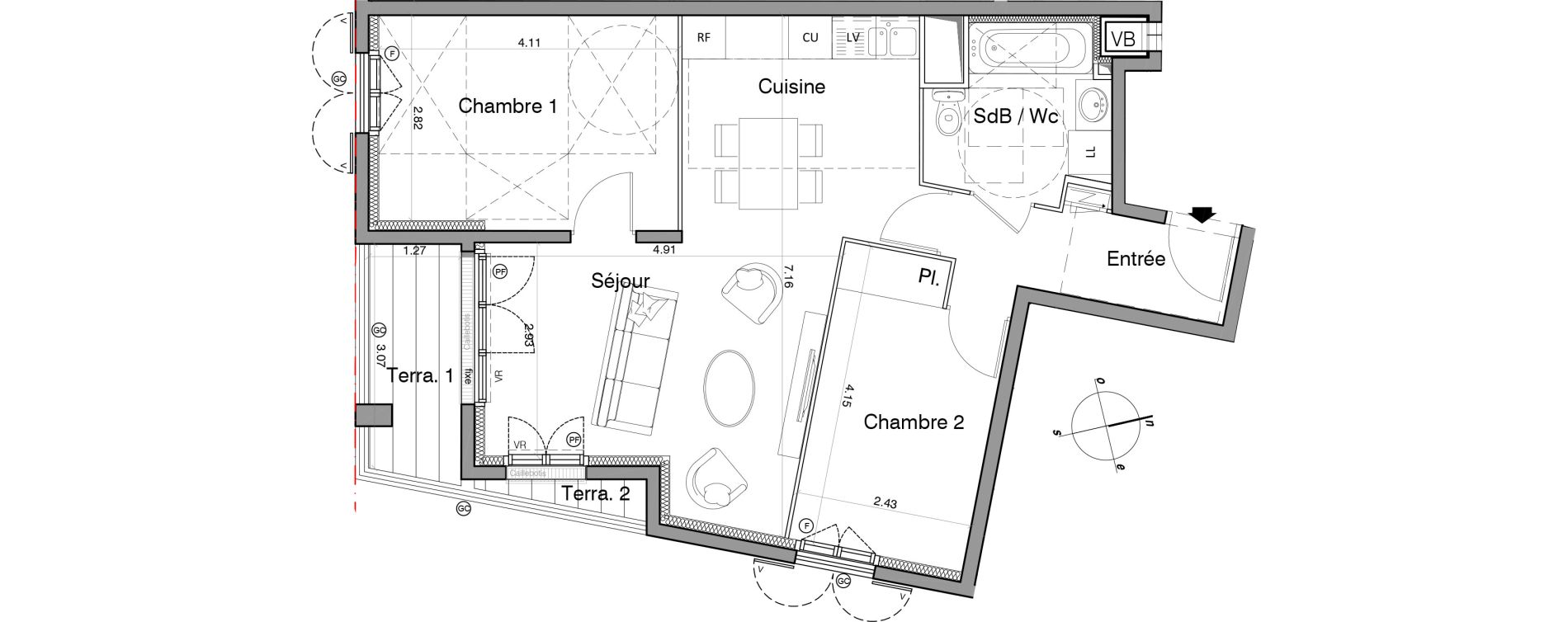 Appartement T3 de 57,30 m2 &agrave; Franconville Montfrais eboulures