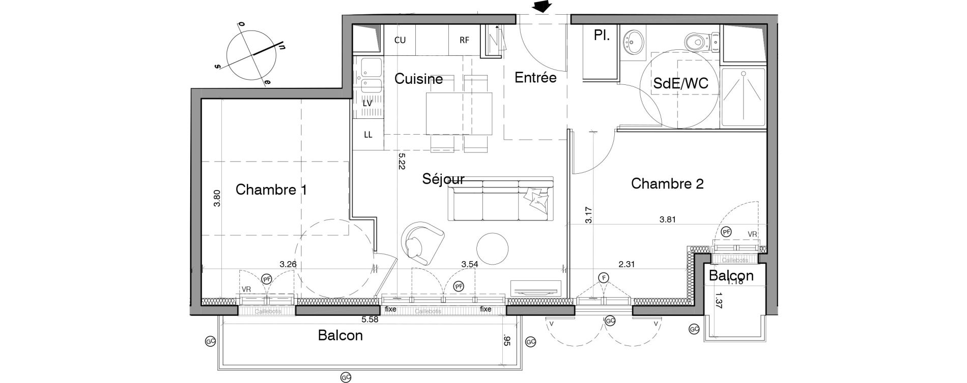 Appartement T3 de 48,50 m2 &agrave; Franconville Montfrais eboulures