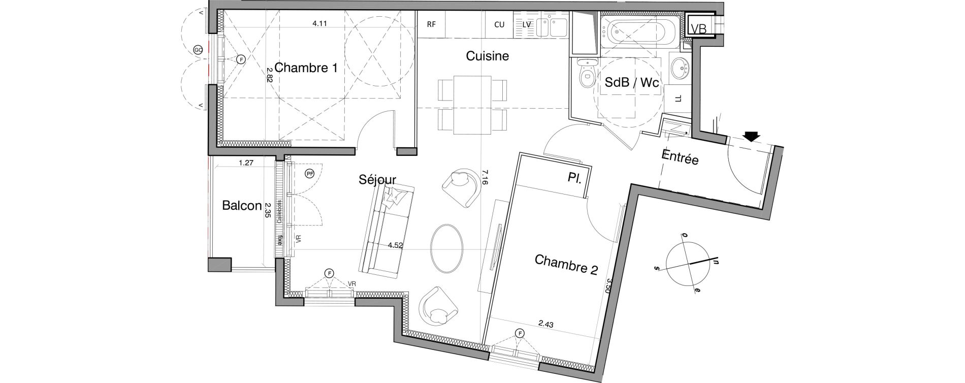 Appartement T3 de 57,40 m2 &agrave; Franconville Montfrais eboulures