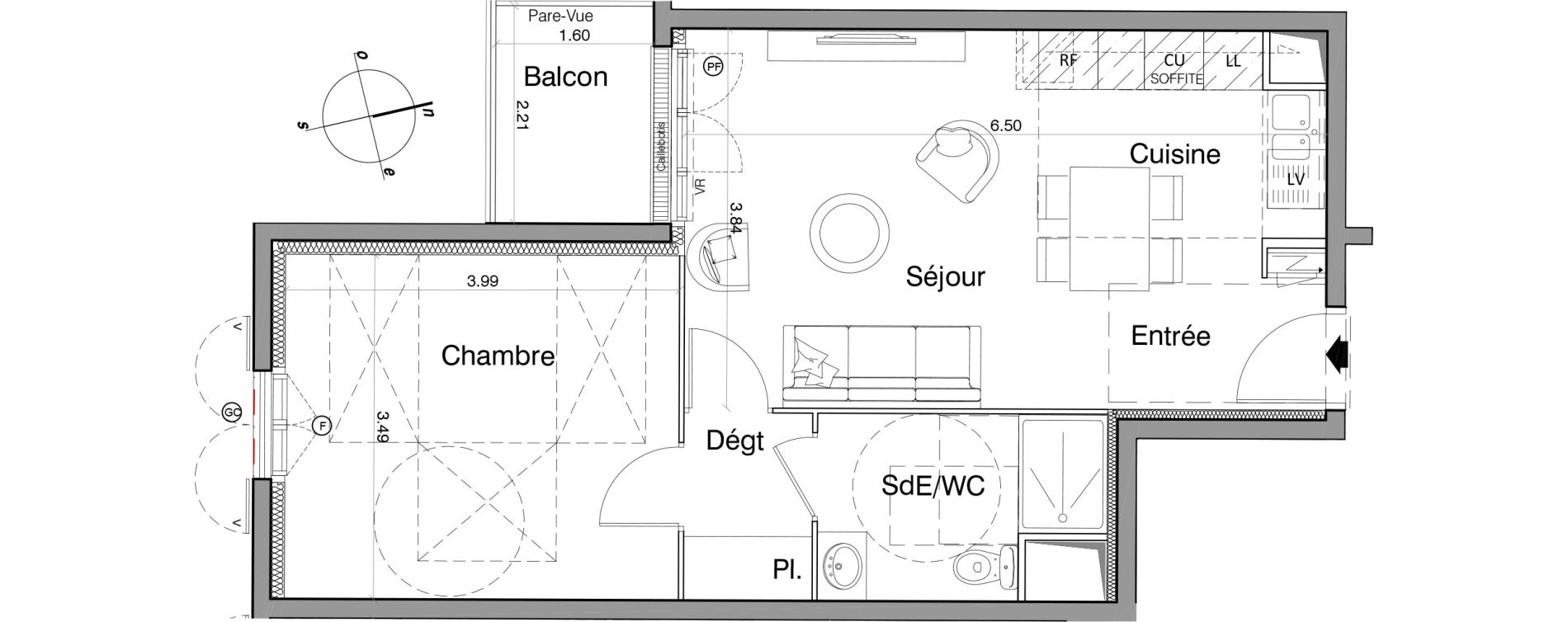 Appartement T2 de 45,70 m2 &agrave; Franconville Montfrais eboulures