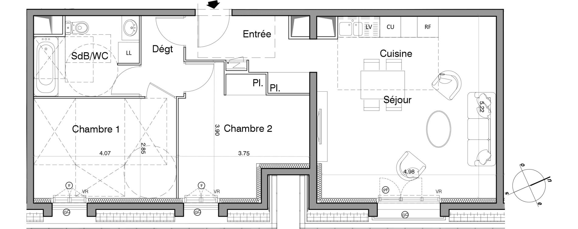 Appartement T3 de 63,63 m2 &agrave; Franconville Montfrais eboulures