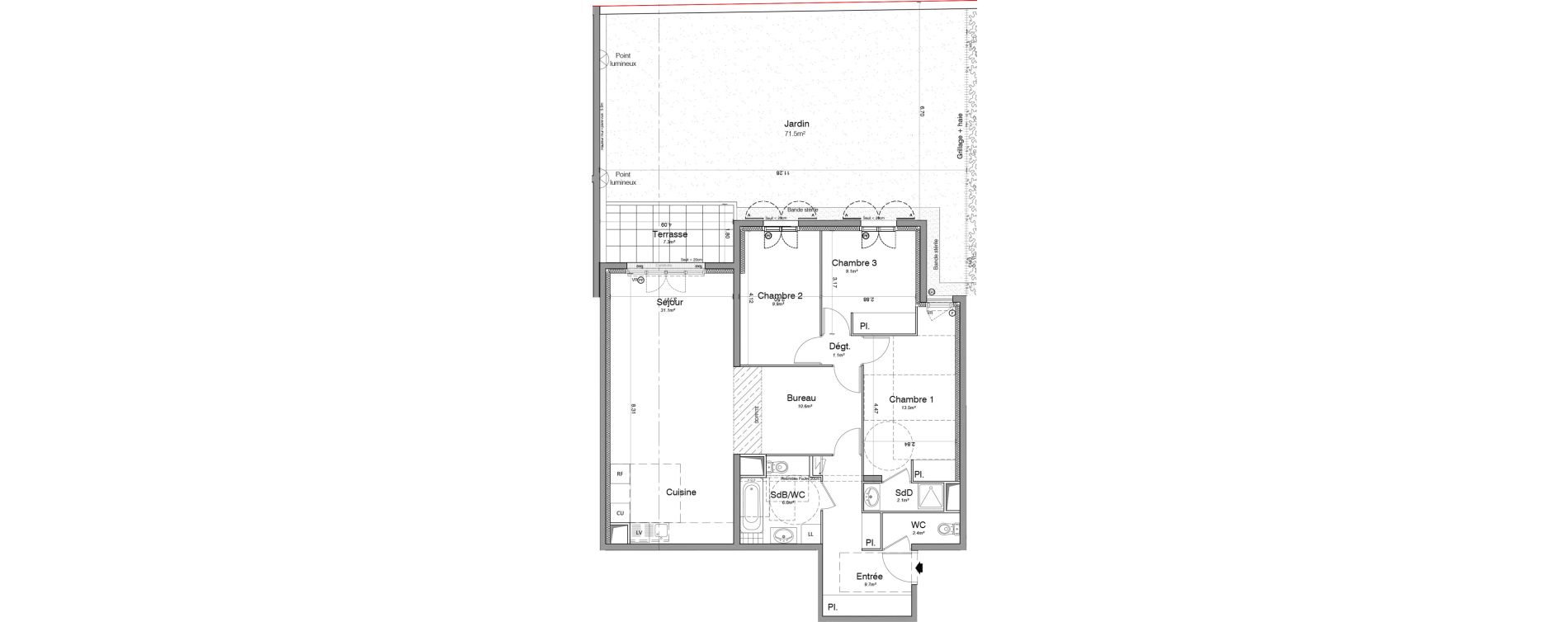 Appartement T4 de 95,50 m2 &agrave; Franconville Montfrais eboulures