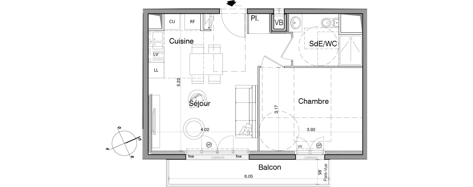 Appartement T2 de 39,70 m2 &agrave; Franconville Montfrais eboulures