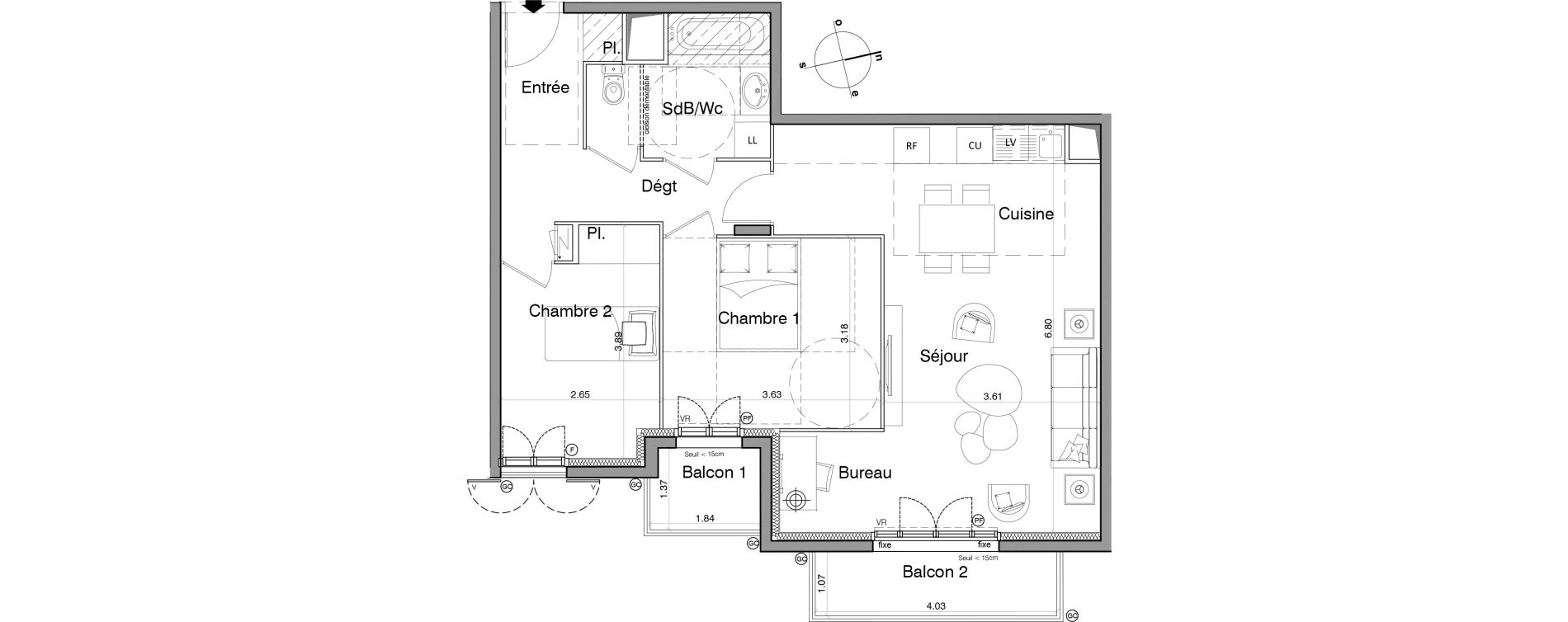 Appartement T3 de 66,90 m2 &agrave; Franconville Montfrais eboulures