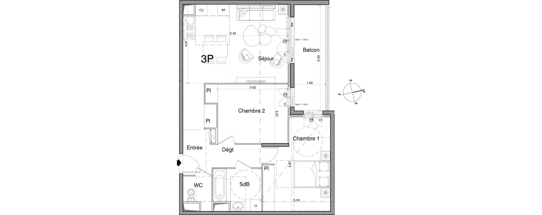 Appartement T3 de 65,80 m2 &agrave; Franconville Montfrais eboulures
