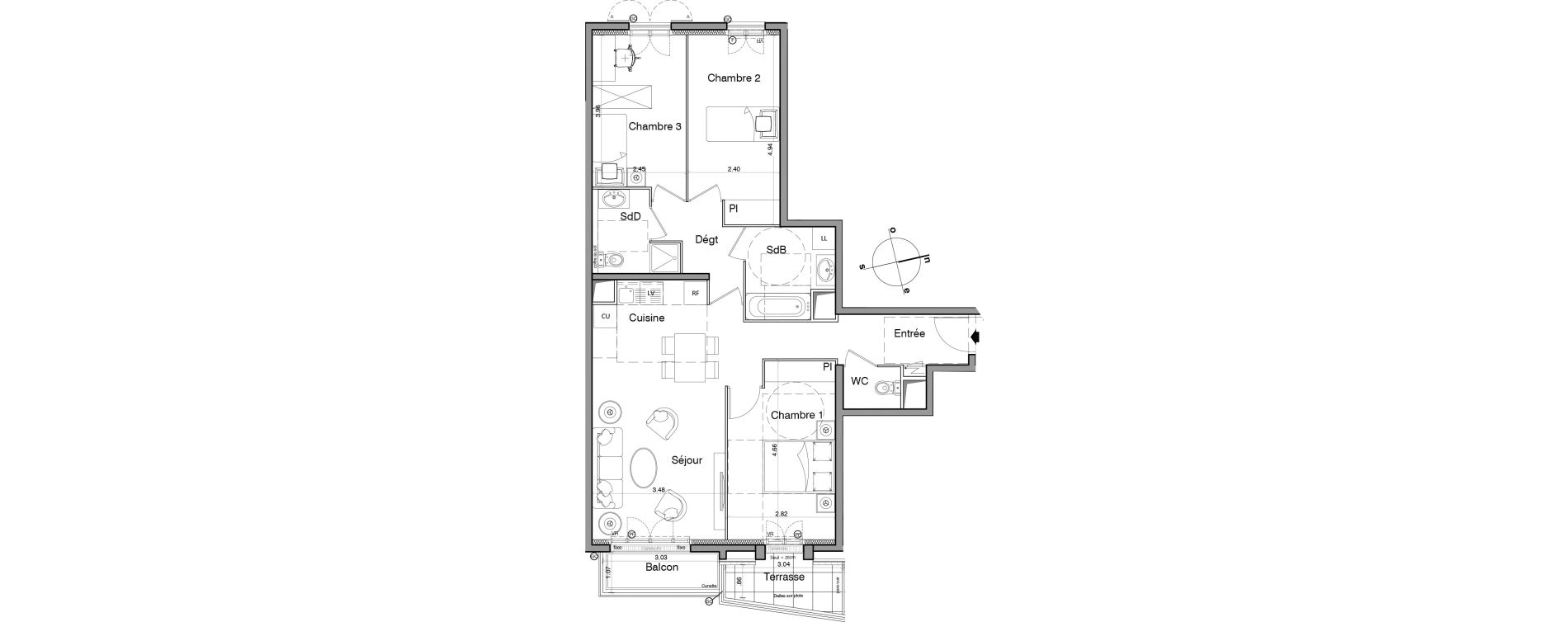 Appartement T4 de 79,40 m2 &agrave; Franconville Montfrais eboulures