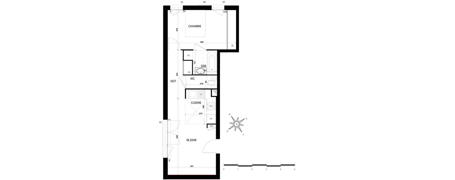 Appartement T2 de 43,02 m2 &agrave; Franconville Centre