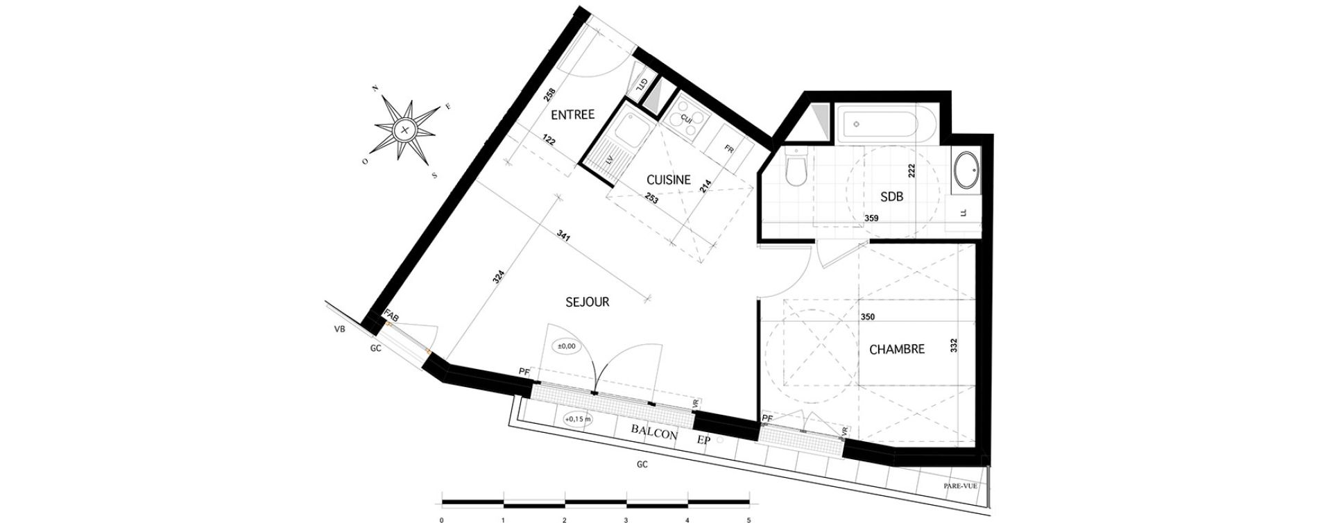 Appartement T2 de 42,85 m2 &agrave; Franconville Centre