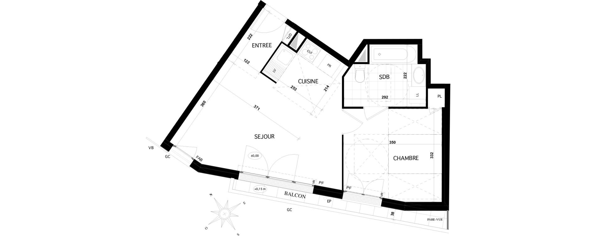 Appartement T2 de 42,05 m2 &agrave; Franconville Centre