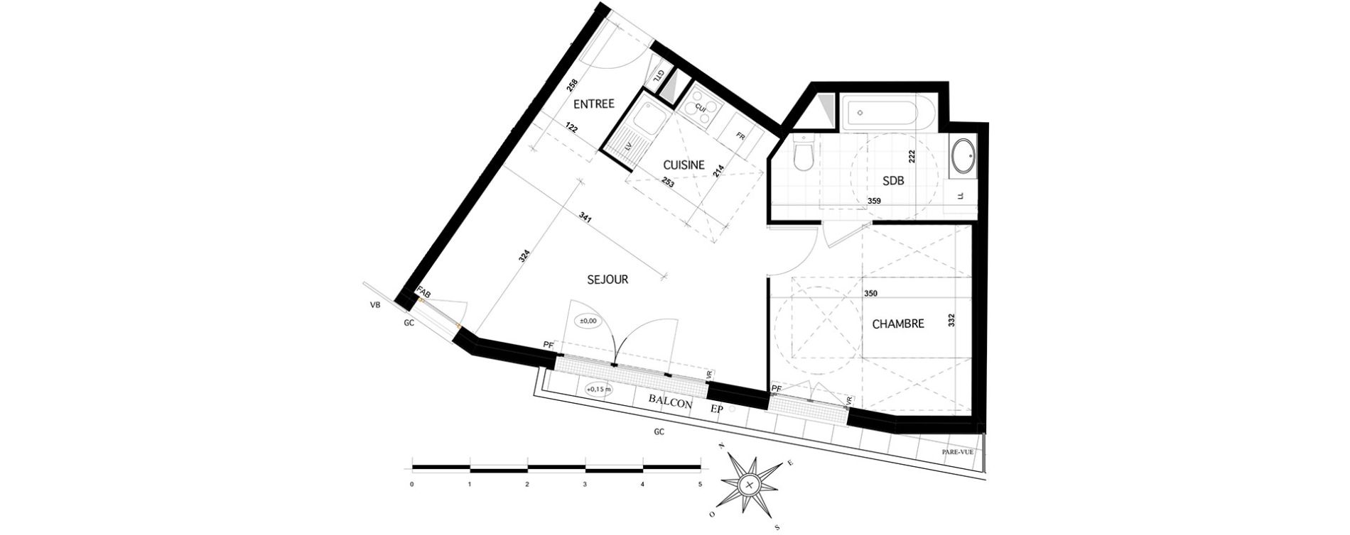 Appartement T2 de 42,85 m2 &agrave; Franconville Centre