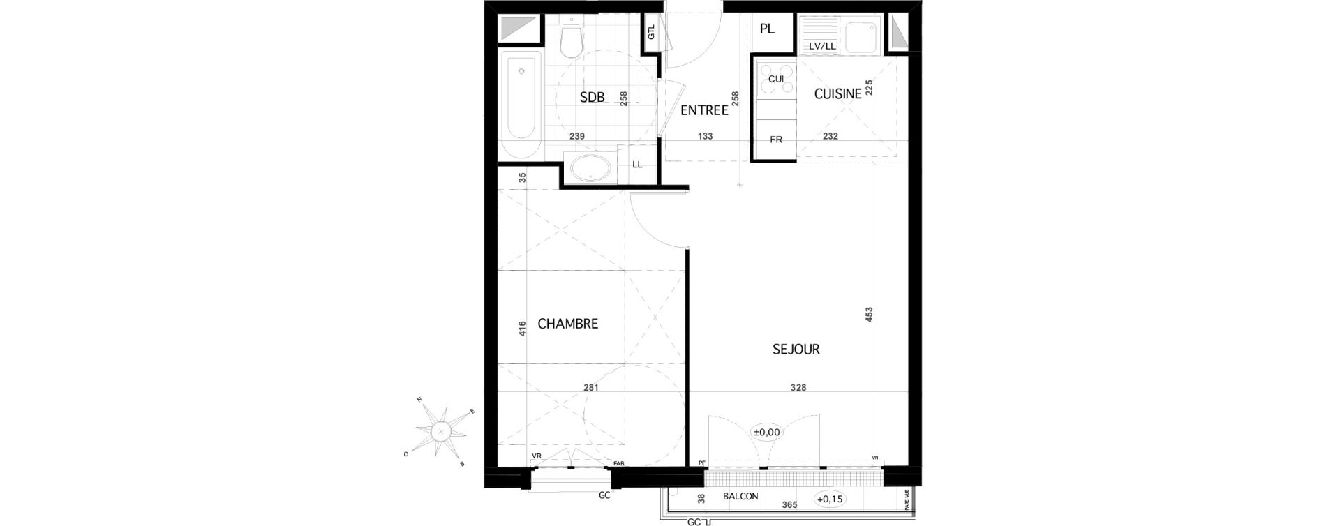 Appartement T2 de 40,16 m2 &agrave; Franconville Centre