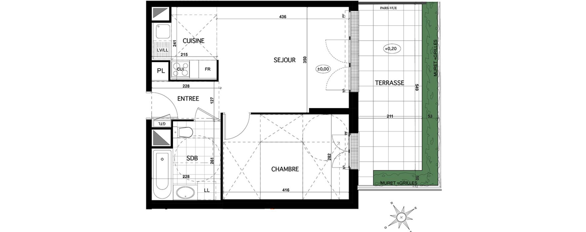 Appartement T2 de 39,63 m2 &agrave; Franconville Centre