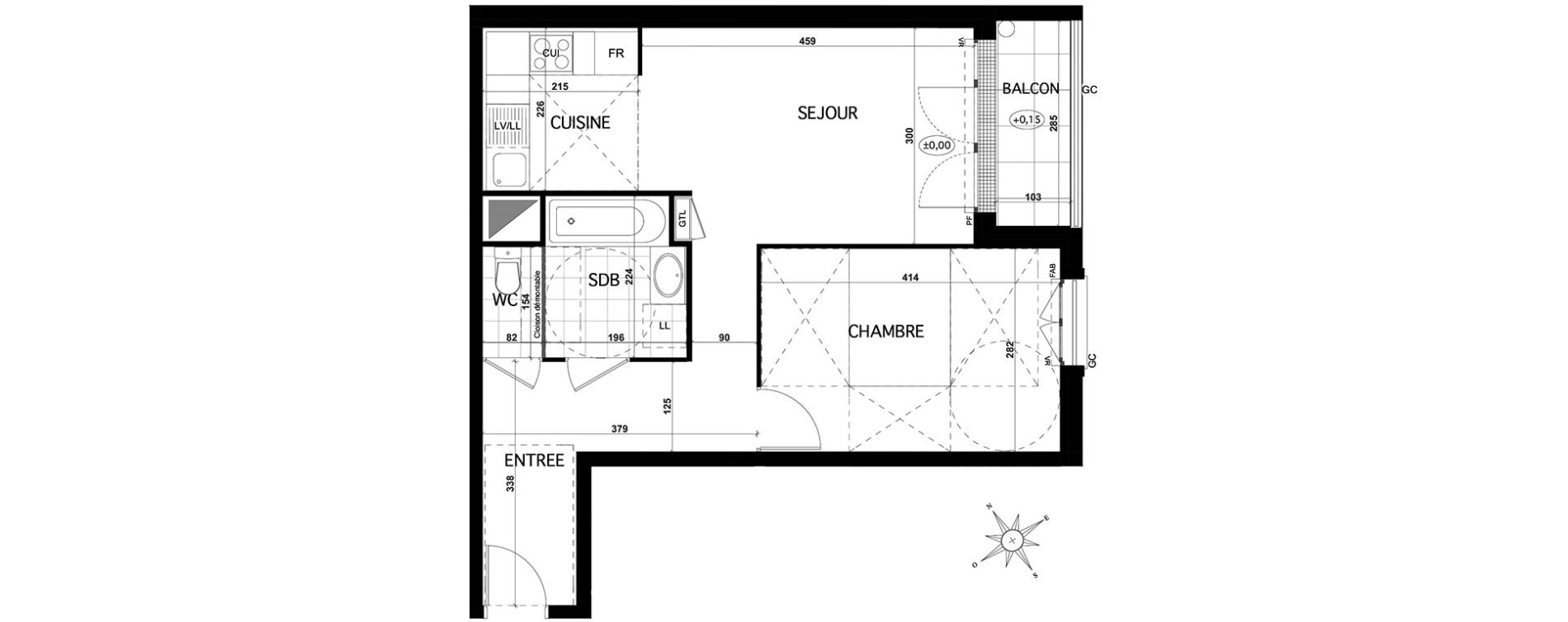 Appartement T2 de 44,30 m2 &agrave; Franconville Centre
