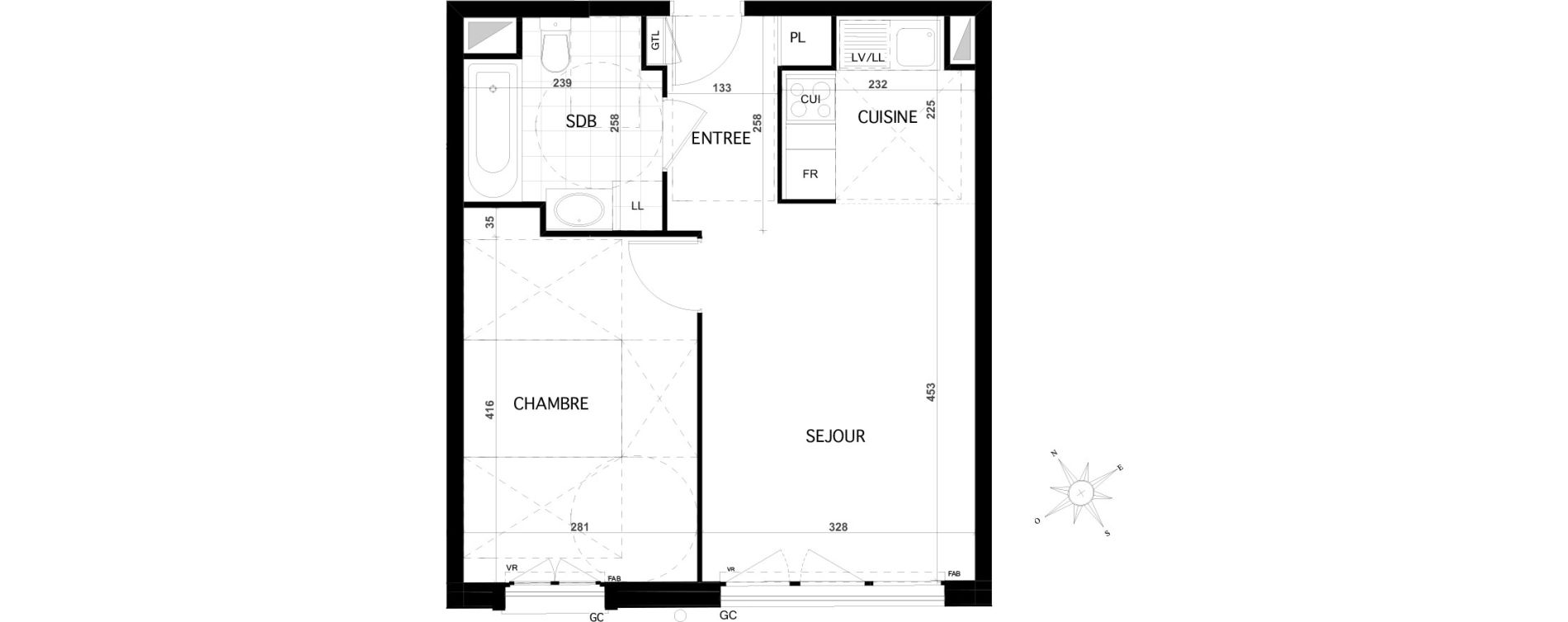 Appartement T2 de 40,16 m2 &agrave; Franconville Centre