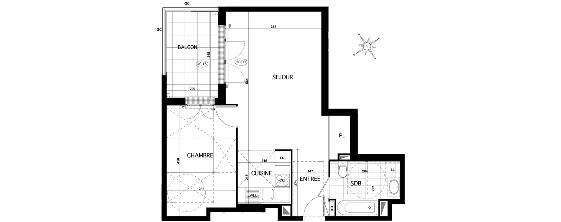 Appartement T2 de 49,01 m2 &agrave; Franconville Centre