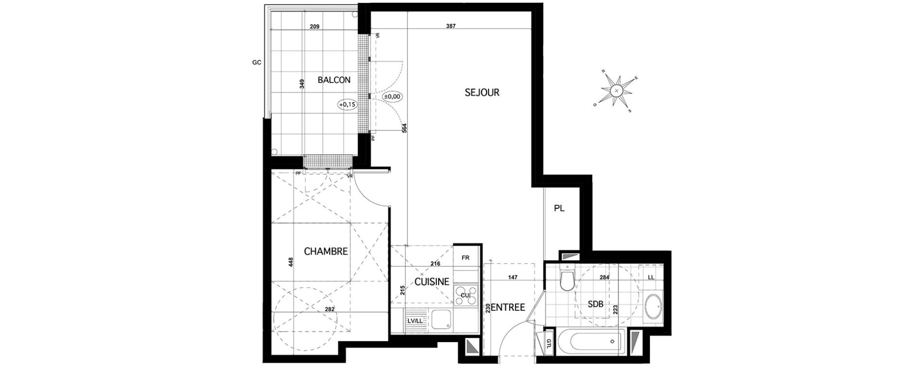 Appartement T2 de 49,00 m2 &agrave; Franconville Centre