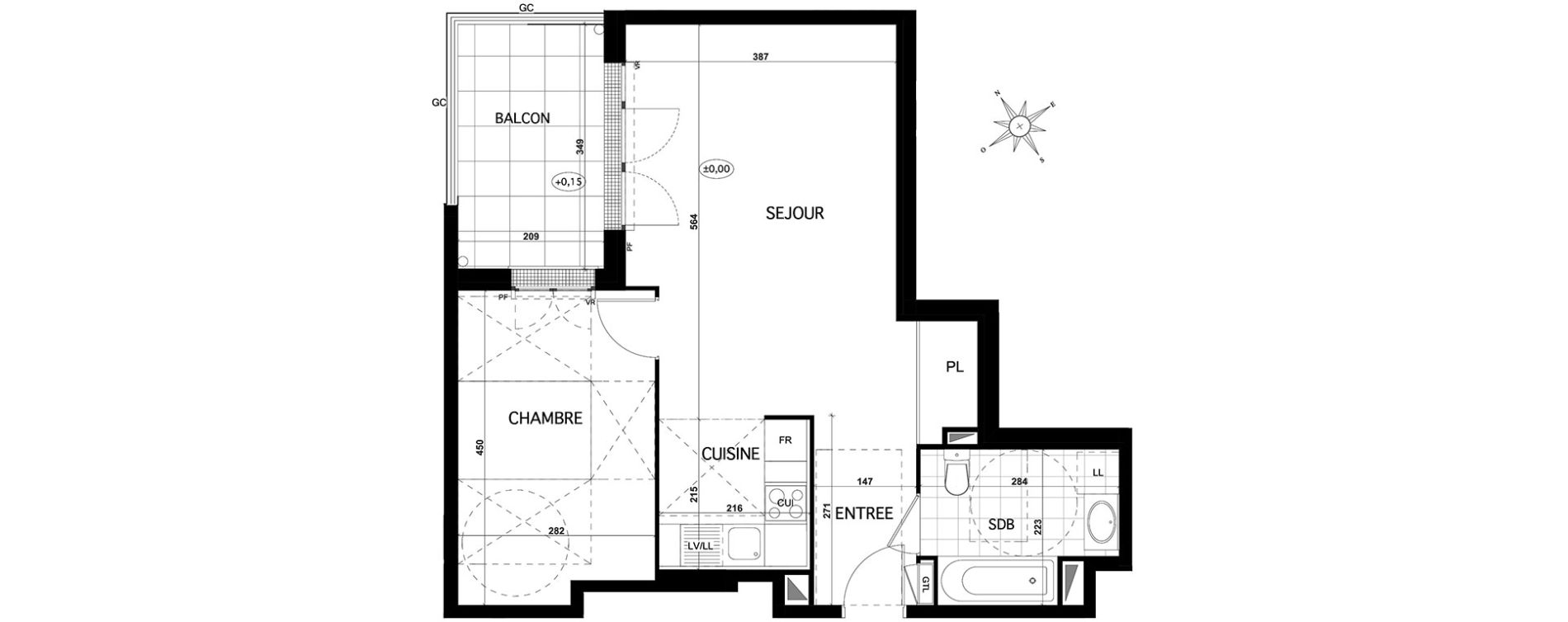 Appartement T2 de 49,00 m2 &agrave; Franconville Centre