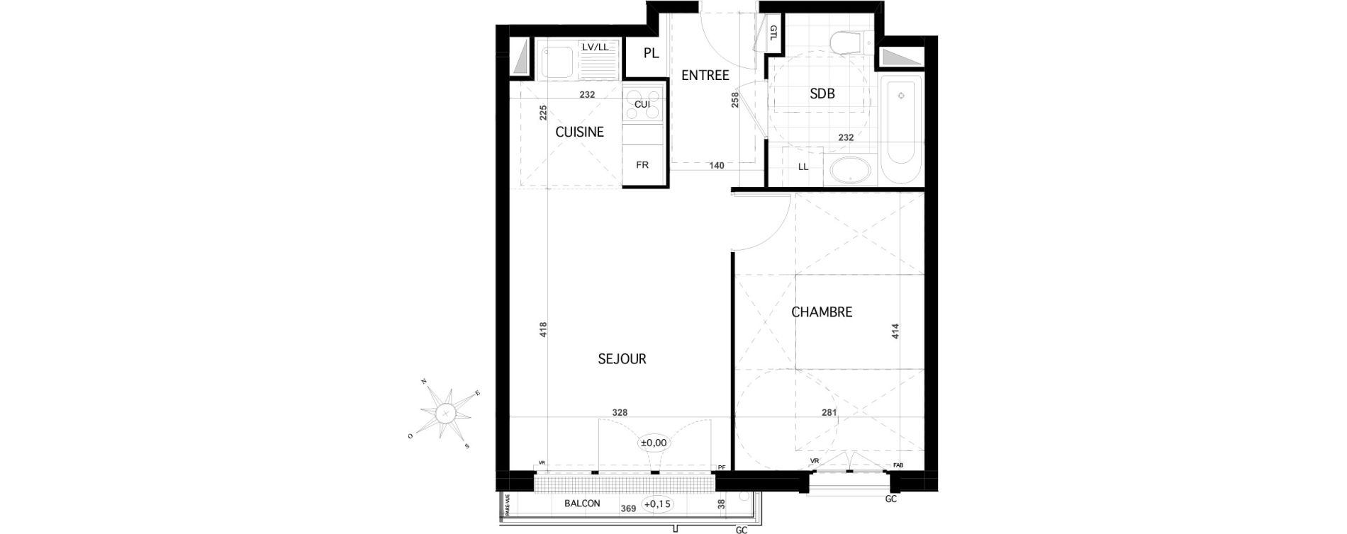 Appartement T2 de 39,08 m2 &agrave; Franconville Centre