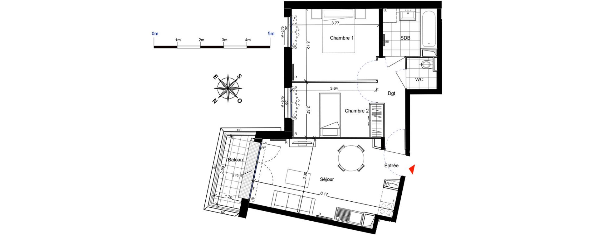Appartement T3 de 50,84 m2 &agrave; Franconville Centre