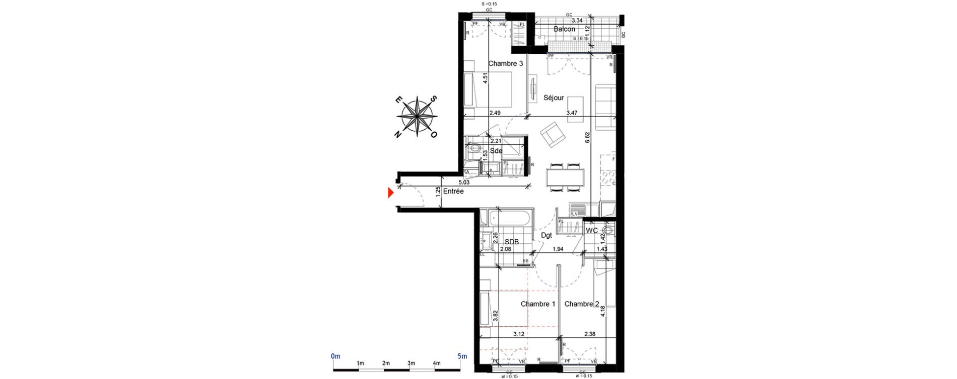 Appartement T4 de 42,96 m2 &agrave; Franconville Centre