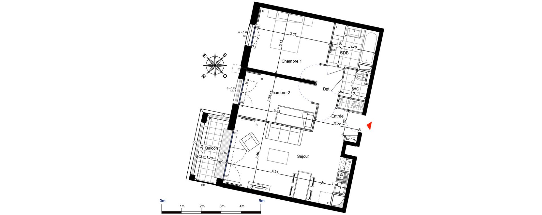 Appartement T3 de 53,12 m2 &agrave; Franconville Centre