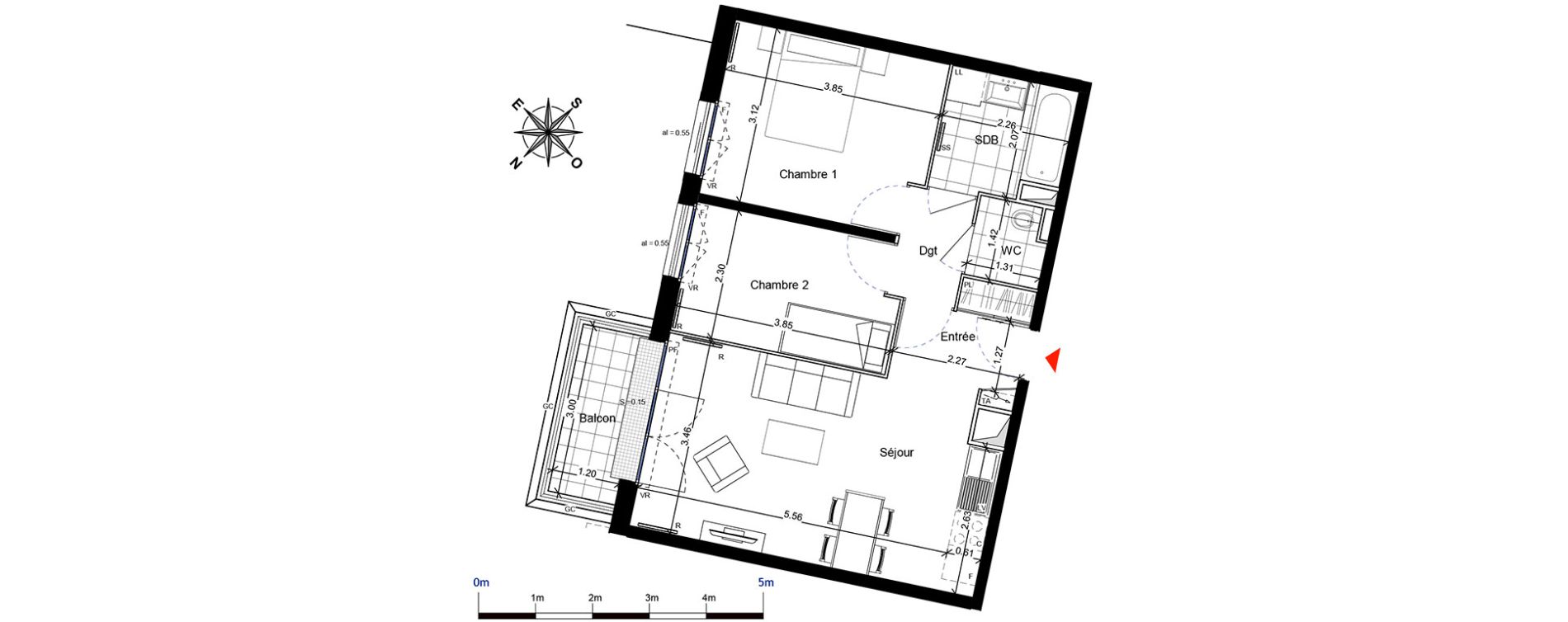 Appartement T3 de 53,61 m2 &agrave; Franconville Centre