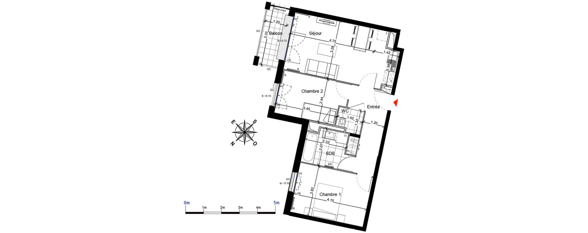 Appartement T3 de 54,25 m2 &agrave; Franconville Centre