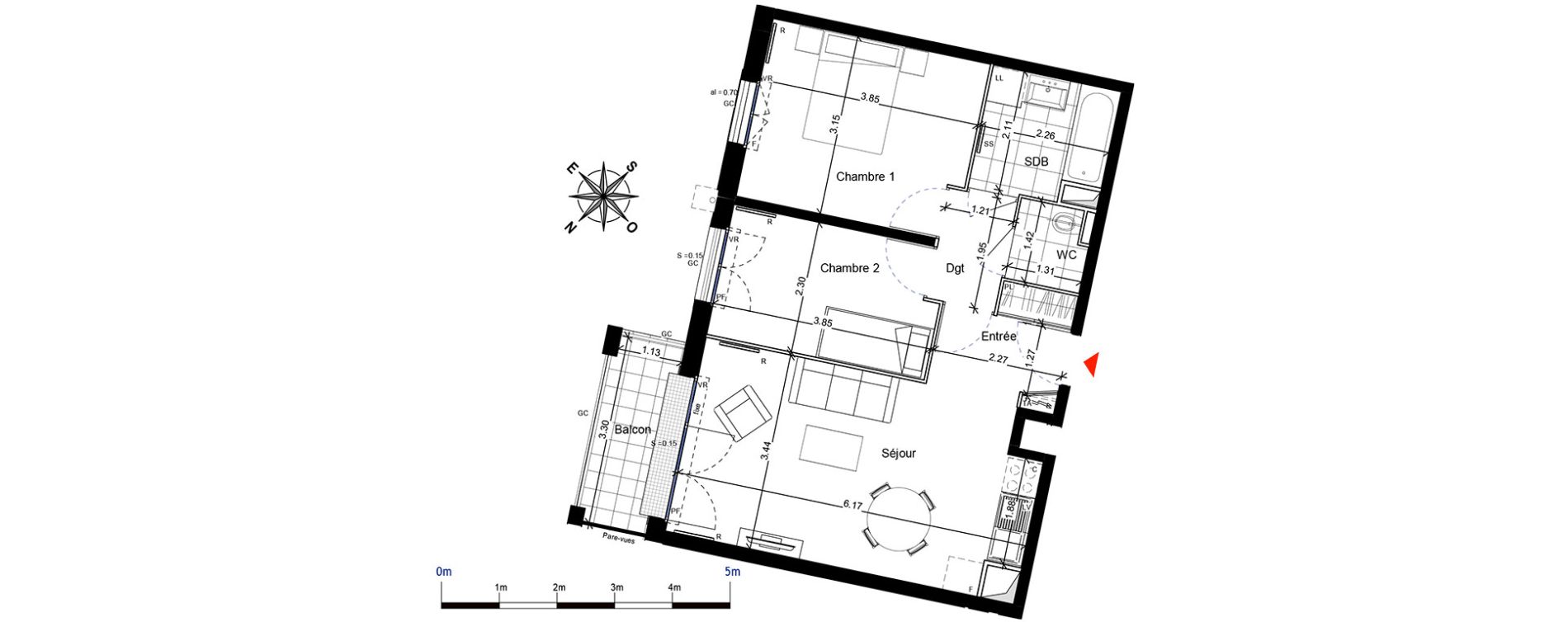 Appartement T3 de 53,09 m2 &agrave; Franconville Centre