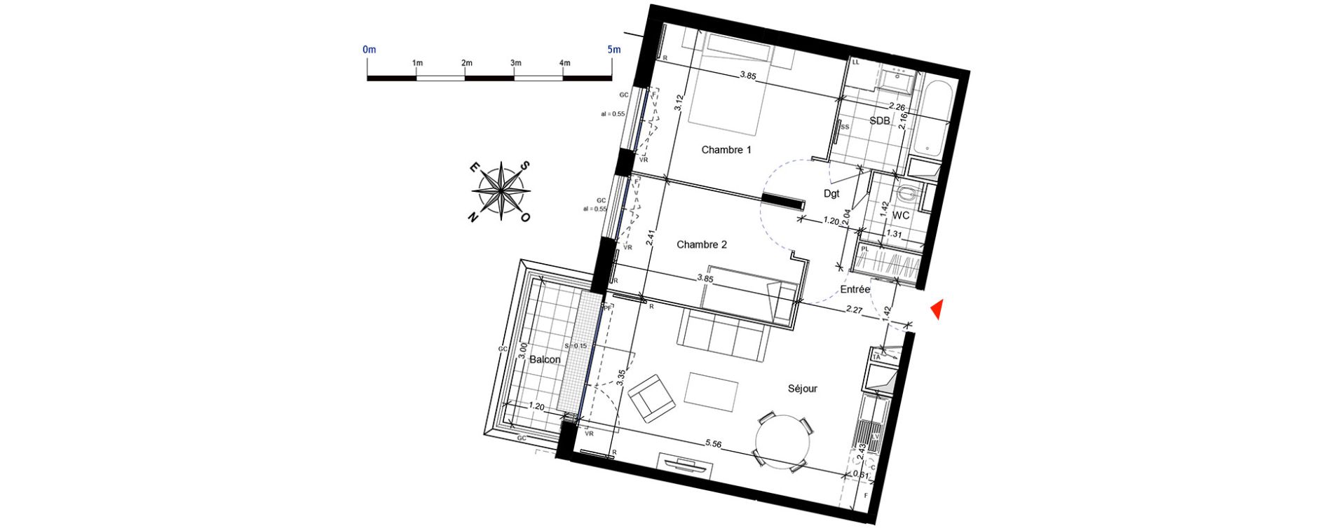 Appartement T3 de 53,42 m2 &agrave; Franconville Centre