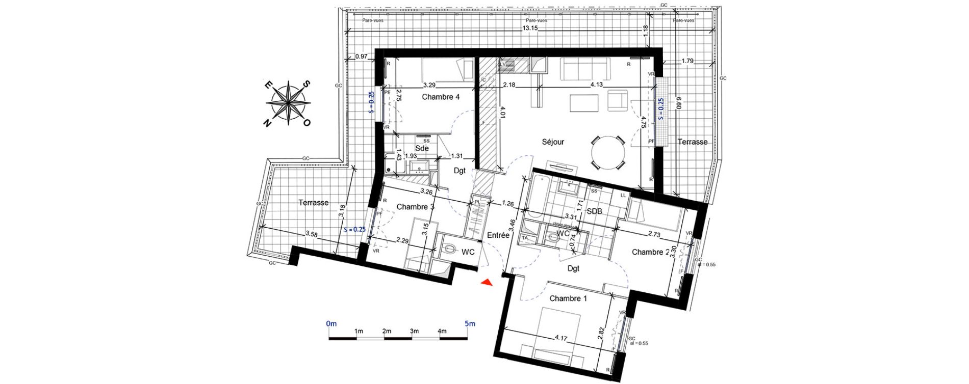 Appartement T5 de 90,04 m2 &agrave; Franconville Centre