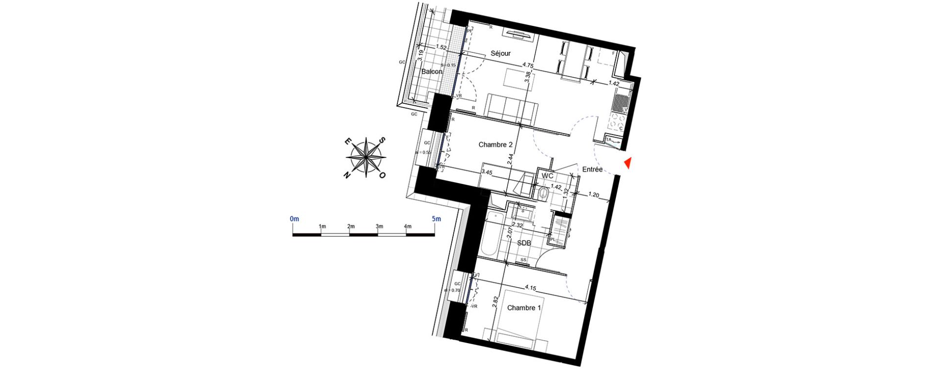 Appartement T3 de 54,25 m2 &agrave; Franconville Centre