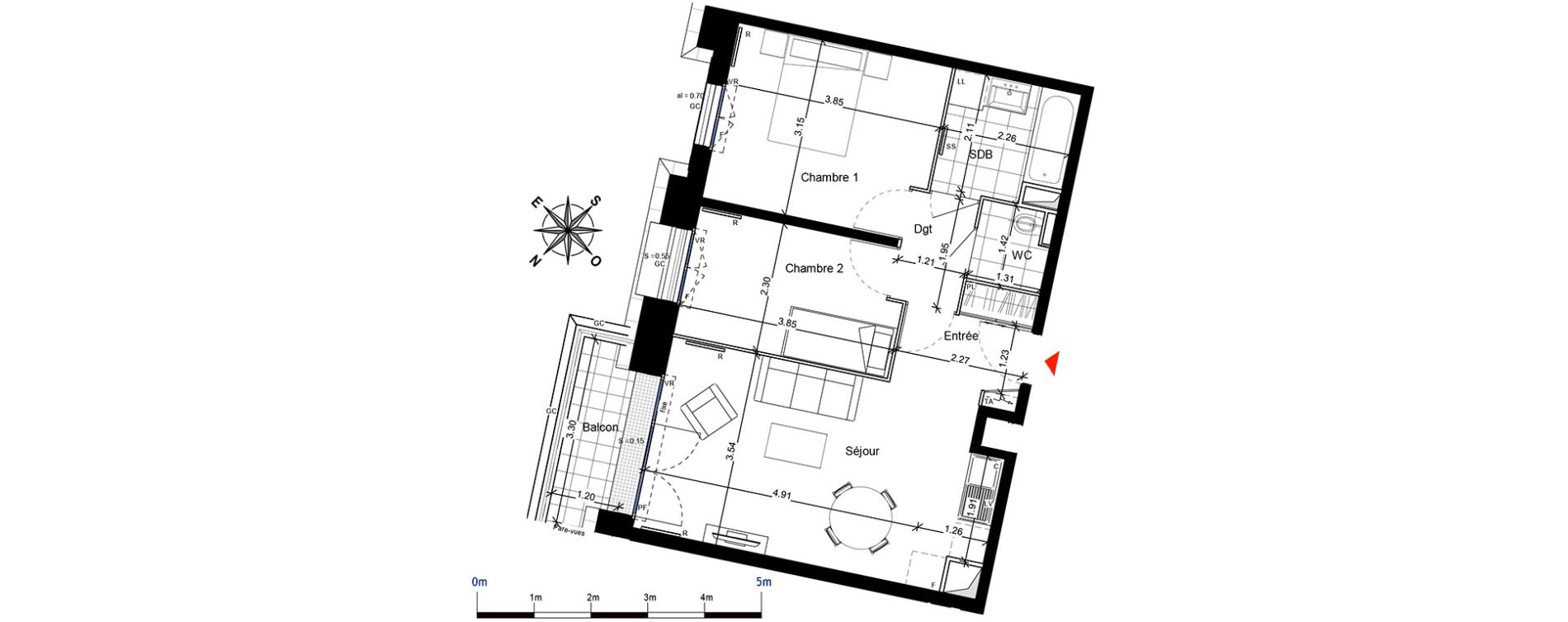 Appartement T3 de 53,09 m2 &agrave; Franconville Centre