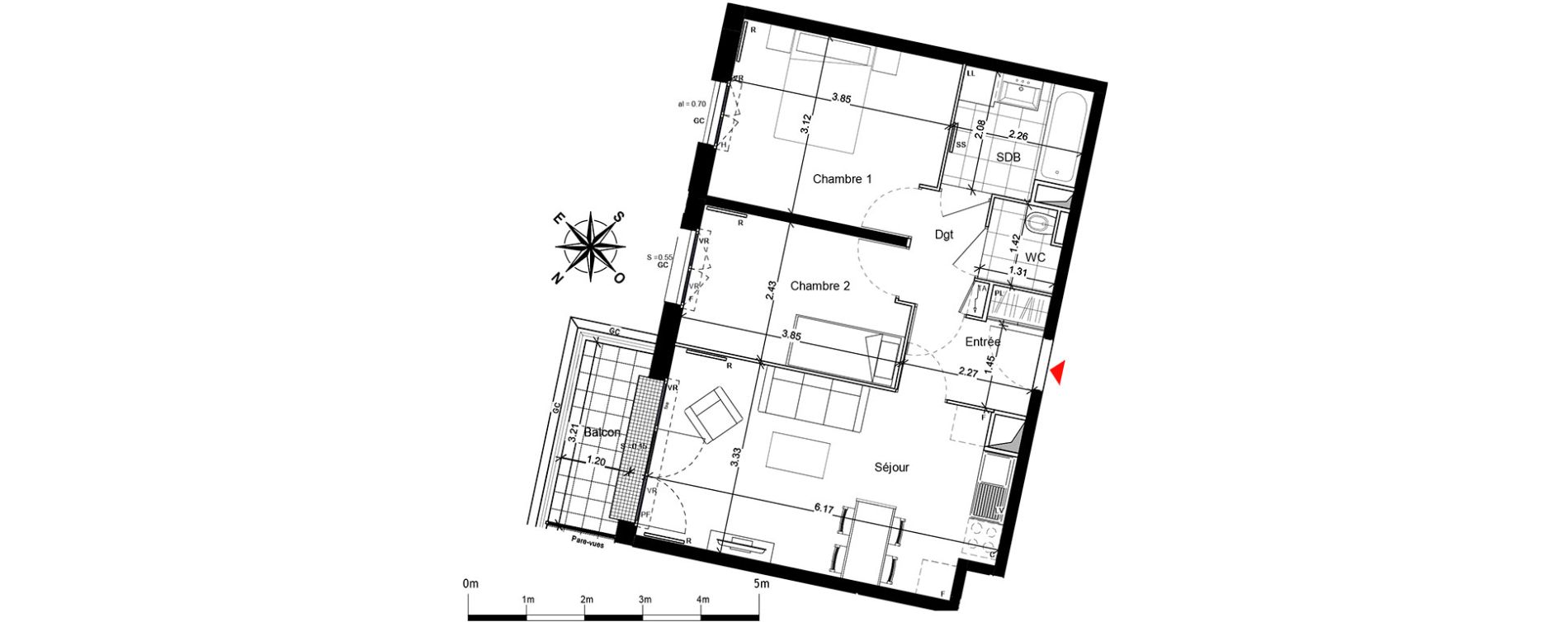 Appartement T3 de 53,03 m2 &agrave; Franconville Centre