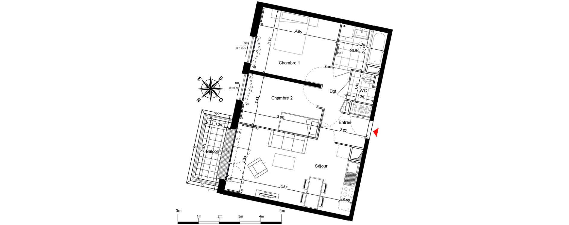 Appartement T3 de 53,51 m2 &agrave; Franconville Centre