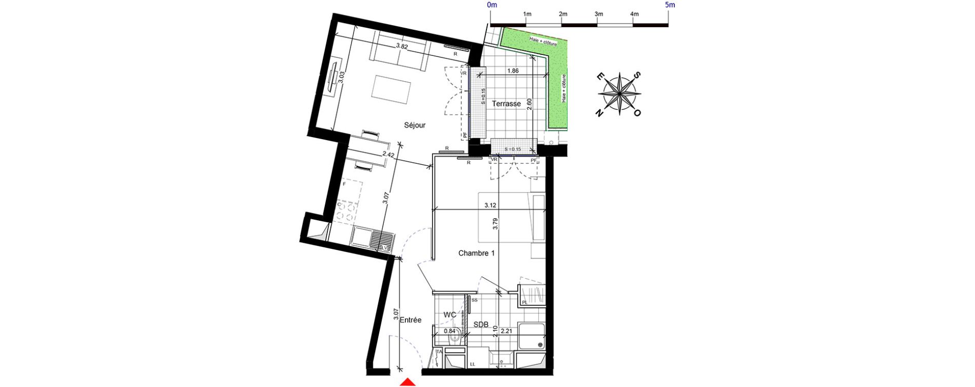 Appartement T2 de 41,93 m2 &agrave; Franconville Centre