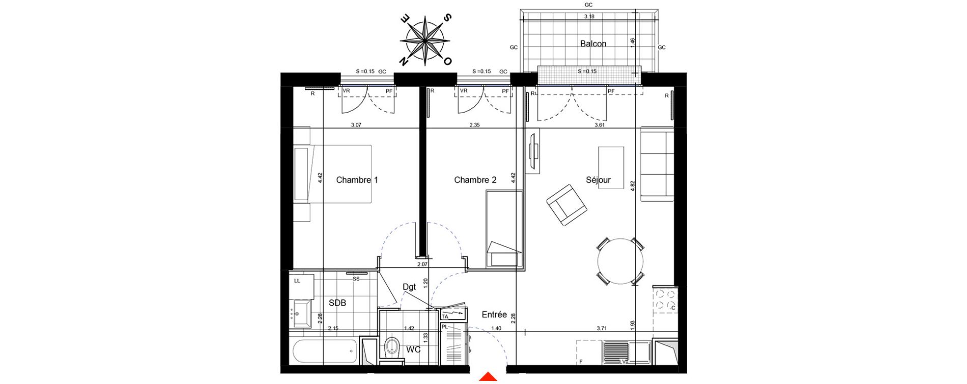 Appartement T3 de 60,17 m2 &agrave; Franconville Centre
