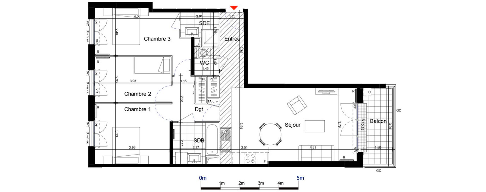 Appartement T4 de 79,86 m2 &agrave; Franconville Centre