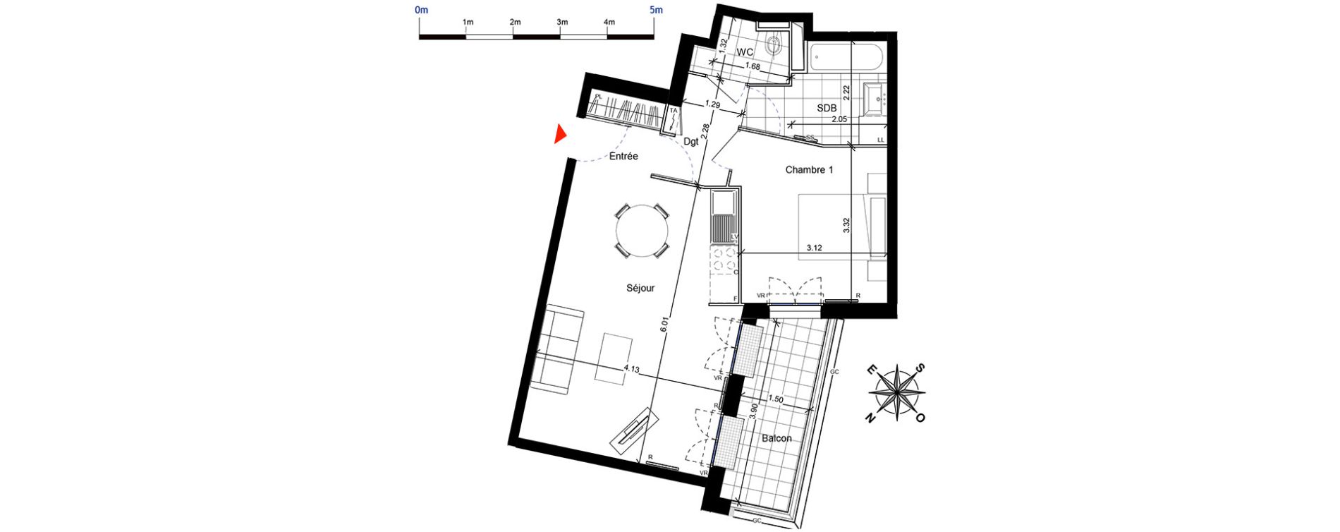 Appartement T2 de 48,14 m2 &agrave; Franconville Centre