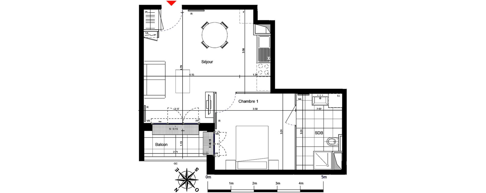 Appartement T2 de 40,28 m2 &agrave; Franconville Centre