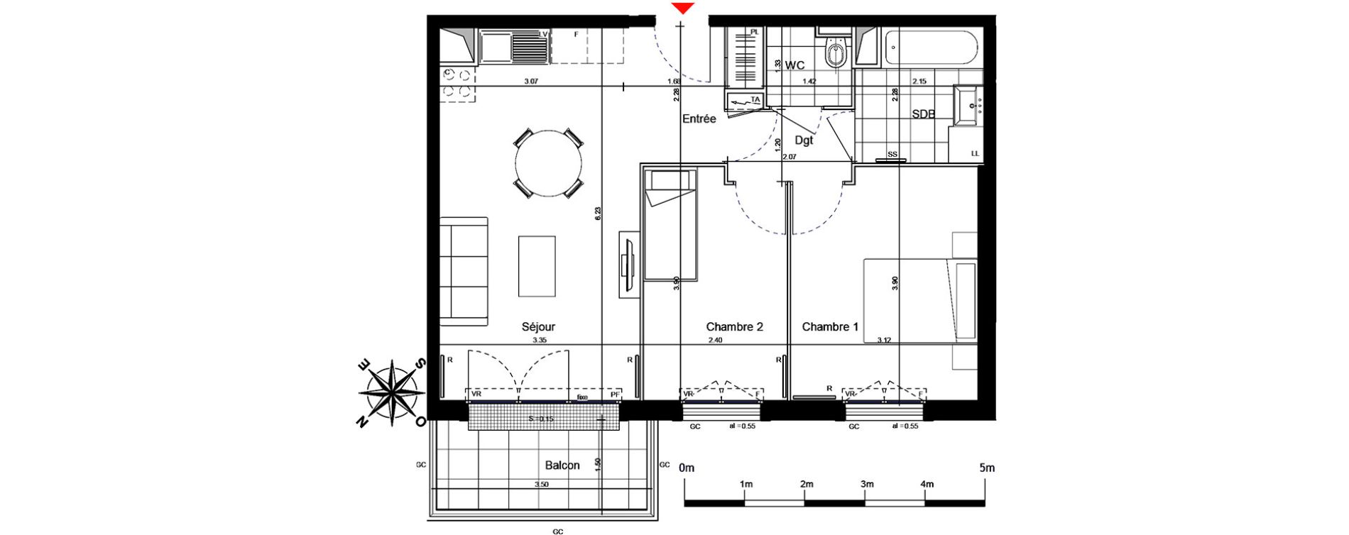Appartement T3 de 54,00 m2 &agrave; Franconville Centre