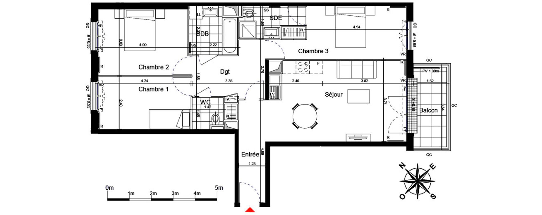 Appartement T4 de 83,10 m2 &agrave; Franconville Centre