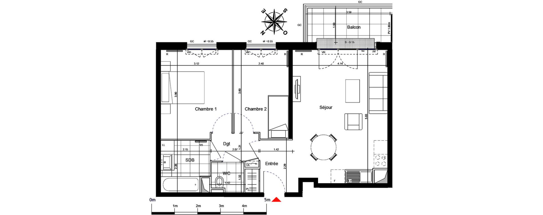 Appartement T3 de 57,30 m2 &agrave; Franconville Centre