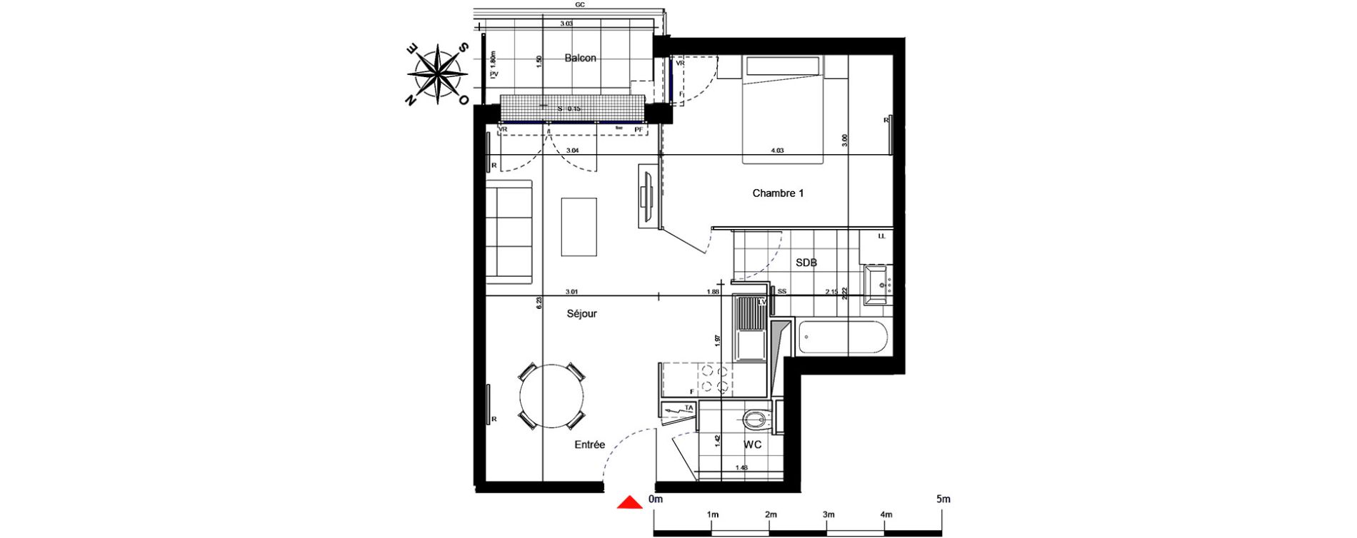 Appartement T2 de 43,22 m2 &agrave; Franconville Centre