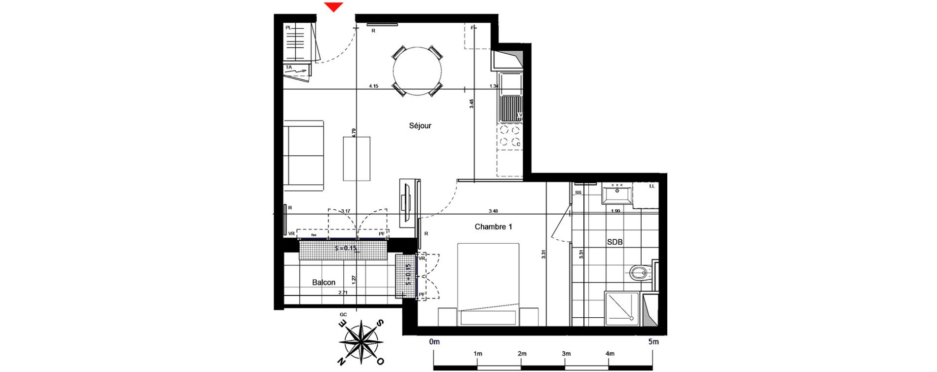 Appartement T2 de 40,28 m2 &agrave; Franconville Centre