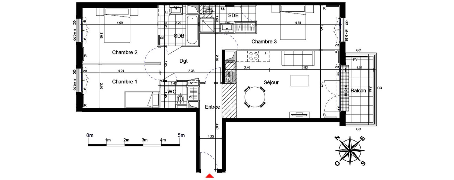 Appartement T4 de 83,11 m2 &agrave; Franconville Centre