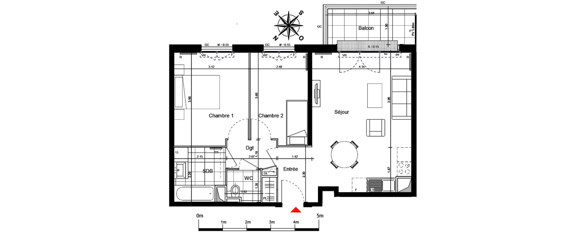 Appartement T3 de 57,37 m2 &agrave; Franconville Centre