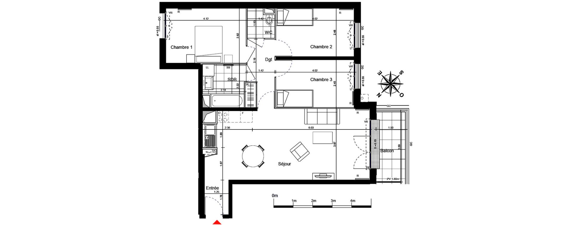 Appartement T4 de 75,58 m2 &agrave; Franconville Centre