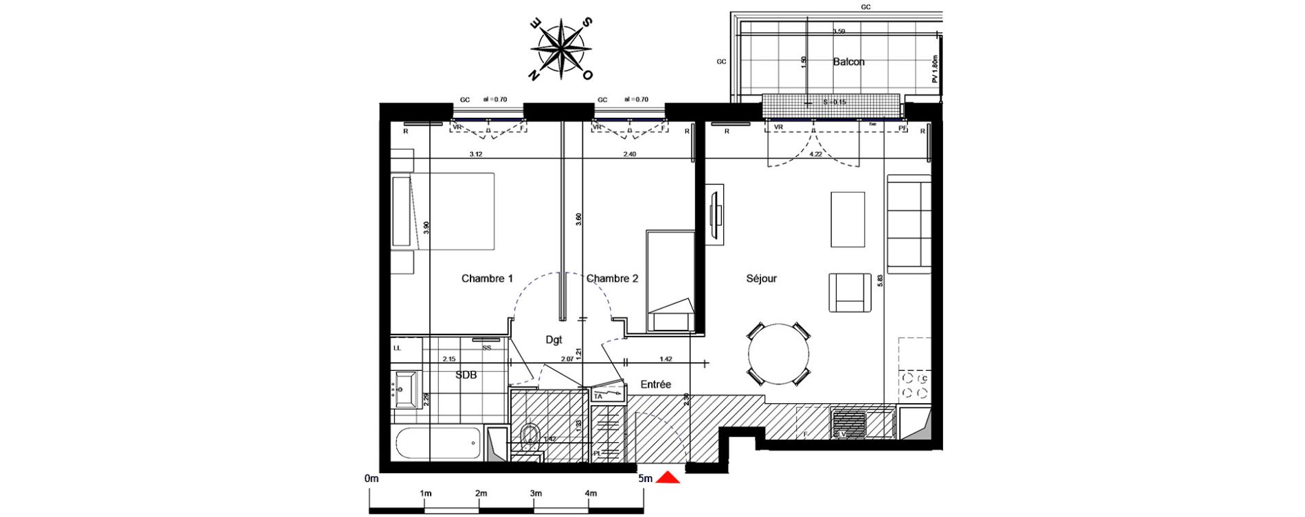 Appartement T3 de 57,37 m2 &agrave; Franconville Centre